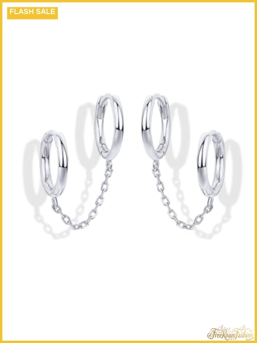 14K Gold Chain Earrings for Women Double Piercing Dangle Huggie Hoop CZ Pearl
